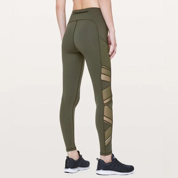Lululemon•Speed Up Tight *Mesh 28" Full Mesh Leg Detail•Camo Green•10/10EUC• 10 - Picture 3 of 14